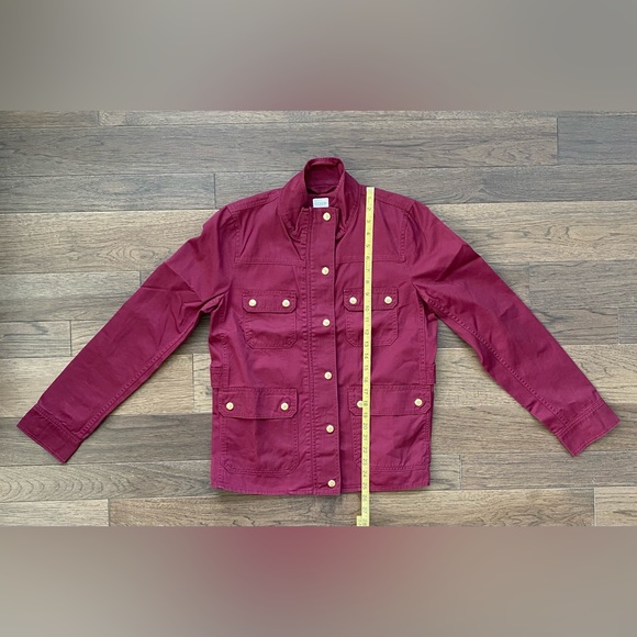 J. Crew Resin-Coated Twill Field Jacket Vintage Burgundy Size M NWT - Picture 14 of 16
